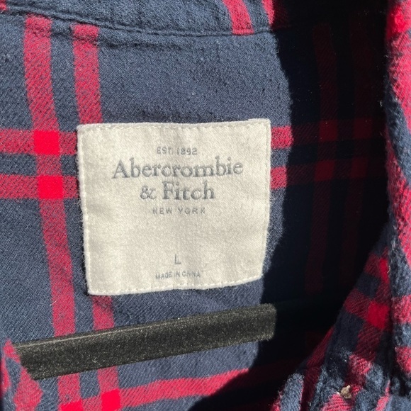 Women's Abercrombie & Fitch Flannel Plaid Button-Down L Lumber Prep Y2K Grunge - Picture 8 of 11